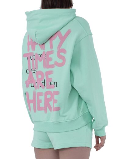 Comme Des Fuckdown - Green Logo-Print Cotton Hoodie with Maxi Pocket