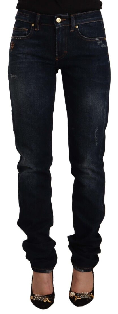 GF Ferre - Chic Mid-Waist Skinny Jeans in Dark Blue Wash