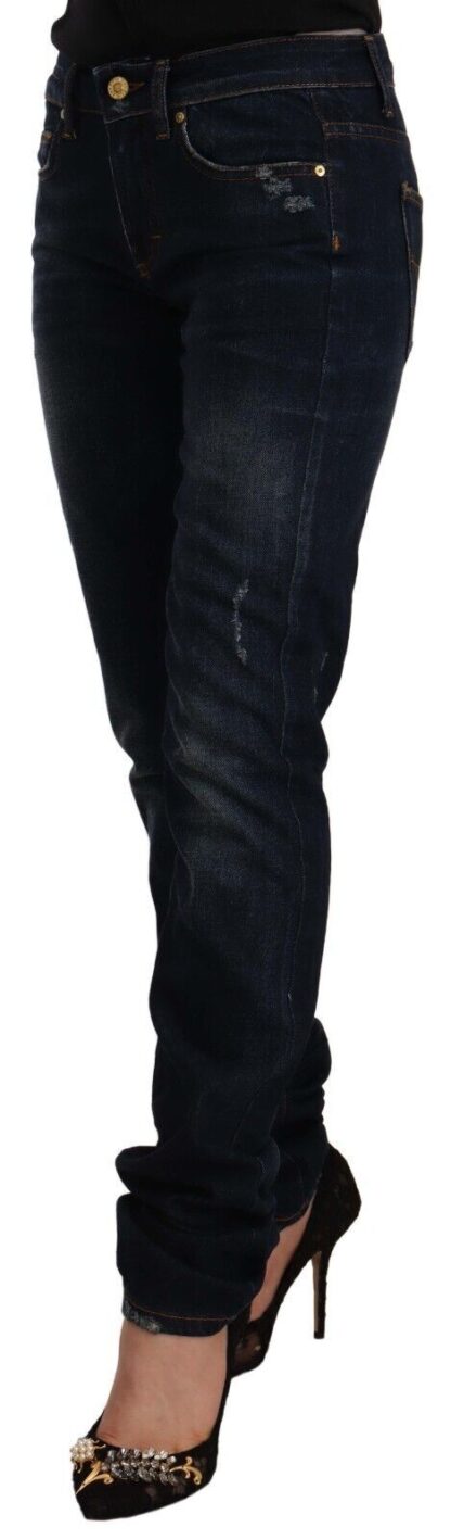 GF Ferre - Chic Mid-Waist Skinny Jeans in Dark Blue Wash