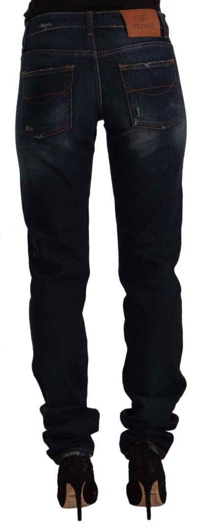 GF Ferre - Chic Mid-Waist Skinny Jeans in Dark Blue Wash