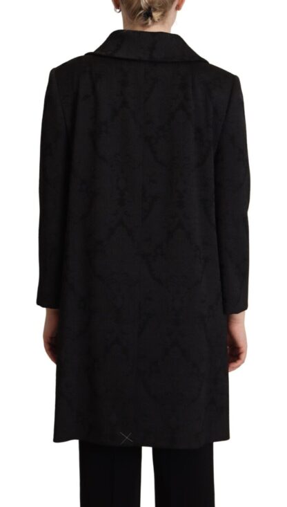 Dolce & Gabbana - Elegant Black Brocade Long Trench Coat