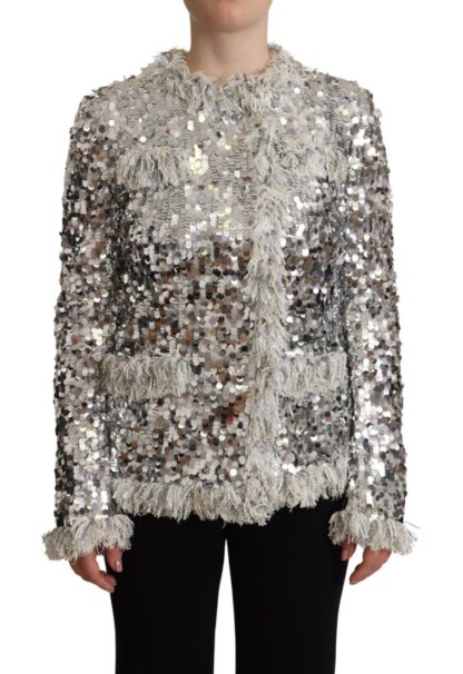 Dolce & Gabbana - Chic Silver Sequined Jacket Coat