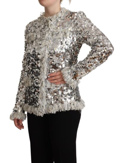 Dolce & Gabbana - Chic Silver Sequined Jacket Coat