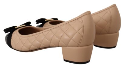 Salvatore Ferragamo - Elegant Quilted Leather Pumps in Beige and Black