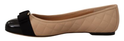 Salvatore Ferragamo - Elegant Quilted Leather Flats - Chic Dual-Tone Design