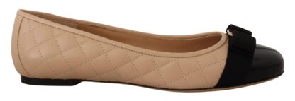 Salvatore Ferragamo - Elegant Quilted Leather Flats - Chic Dual-Tone Design