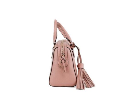 Tory Burch - Thea Mini Pink Moon Pebbled Leather Web Satchel Crossbody Bag