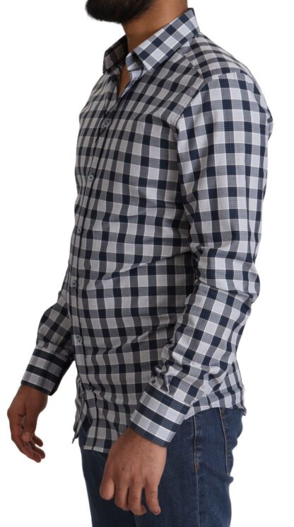 Dolce & Gabbana - Elegant Blue & White Checkered Slim Fit Dress Shirt