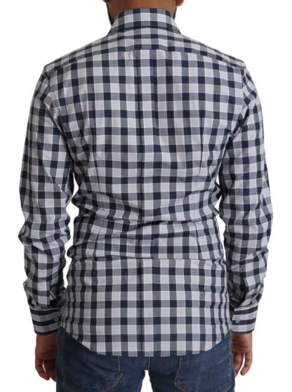 Dolce & Gabbana - Elegant Blue & White Checkered Slim Fit Dress Shirt