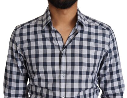 Dolce & Gabbana - Elegant Blue & White Checkered Slim Fit Dress Shirt