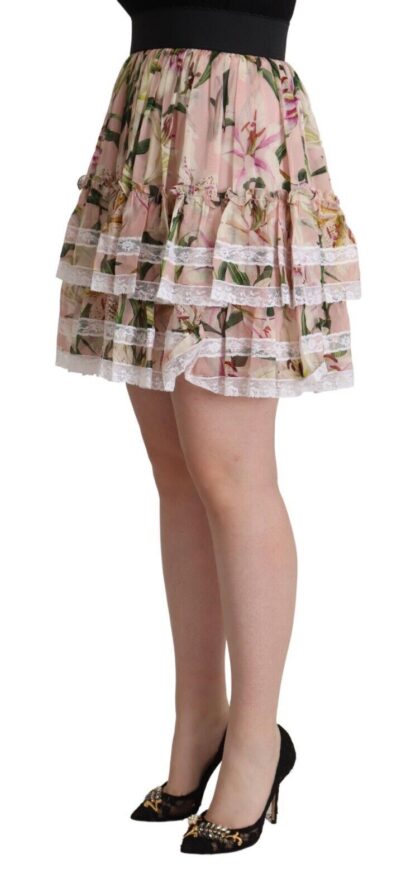 Dolce & Gabbana - Elegant Lily Print Tiered A-Line Mini Skirt