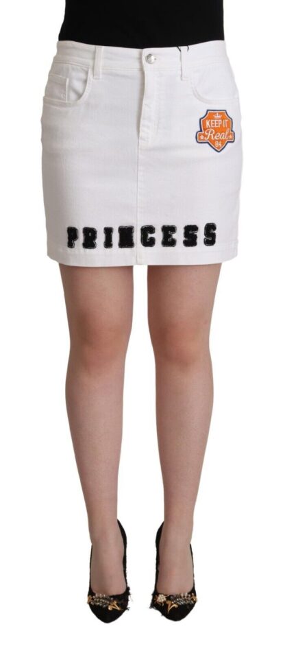 Dolce & Gabbana - Chic Embellished White Denim Mini Skirt