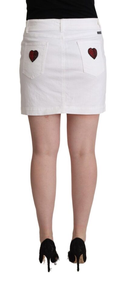 Dolce & Gabbana - Chic Embellished White Denim Mini Skirt