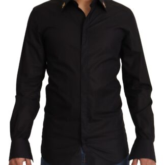 Dolce & Gabbana - Elegant Black Cotton Gold Dress Shirt