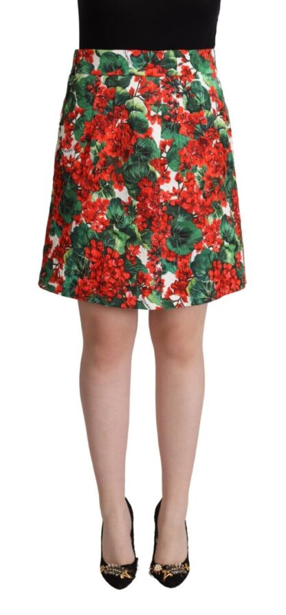 Dolce & Gabbana - Vibrant Geranium Print A-Line Skirt