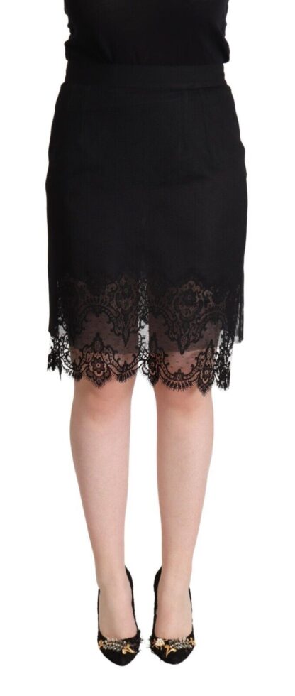 Dolce & Gabbana - Elegant Floral Lace Pencil Skirt in Black