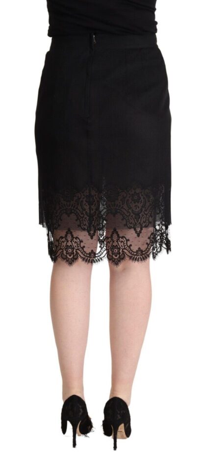 Dolce & Gabbana - Elegant Floral Lace Pencil Skirt in Black