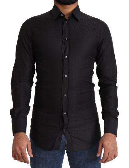 Dolce & Gabbana - Elegant Black Cotton Gold Dress Shirt