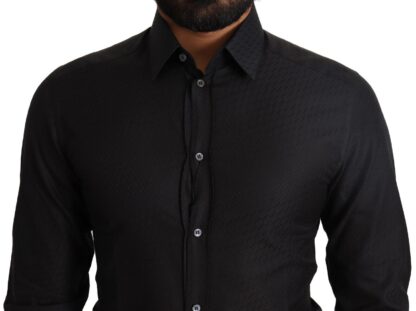 Dolce & Gabbana - Elegant Black Cotton Gold Dress Shirt