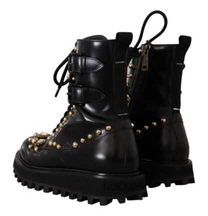 Dolce & Gabbana - Black Crystal-Studded Formal Boots