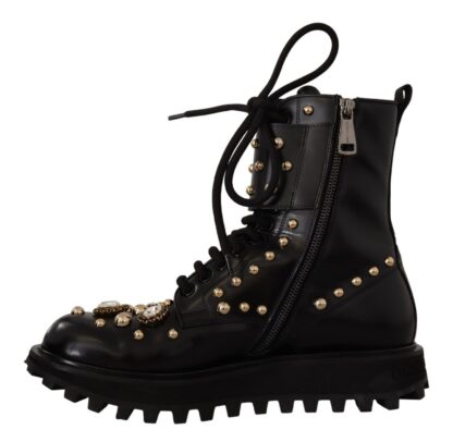 Dolce & Gabbana - Black Crystal-Studded Formal Boots