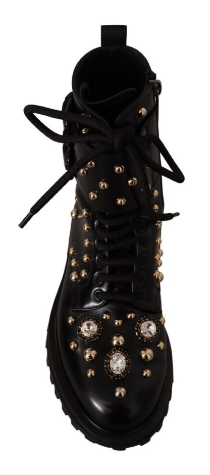 Dolce & Gabbana - Black Crystal-Studded Formal Boots