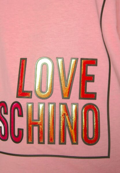 Love Moschino - Fluorescent Logo Print Cotton Tee in Pink