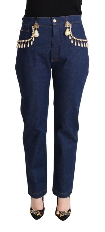 Dolce & Gabbana - Elegant Tapered Denim with Faux Pearl Adornment