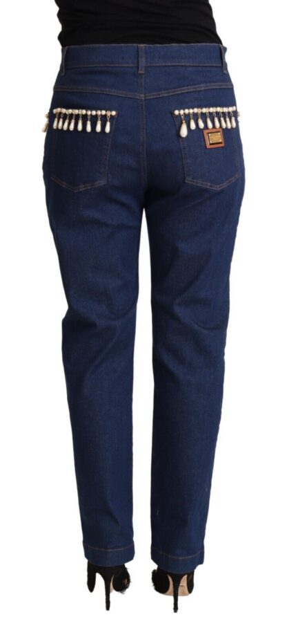 Dolce & Gabbana - Elegant Tapered Denim with Faux Pearl Adornment