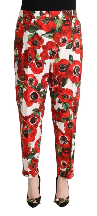 Dolce & Gabbana - Chic Anemone Printed Tapered Cotton Pants