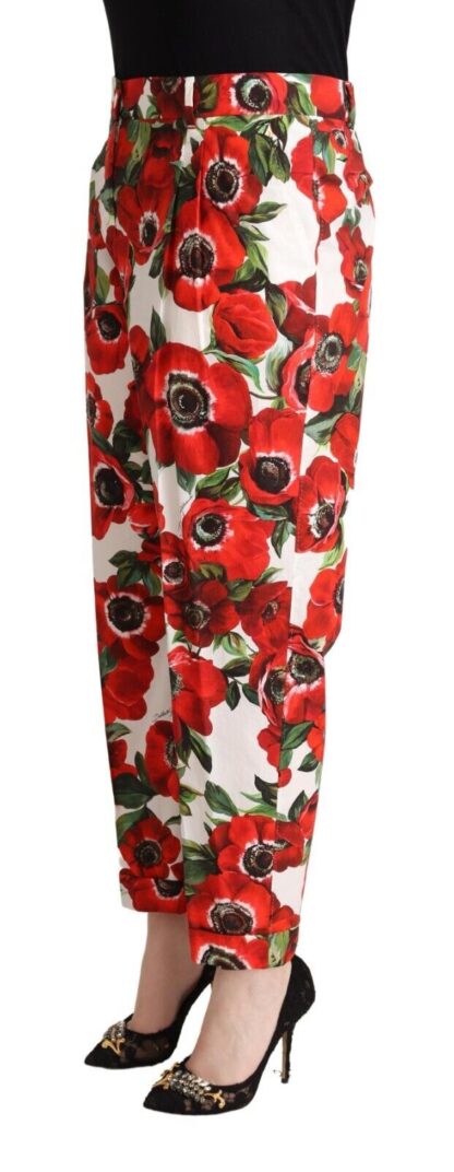 Dolce & Gabbana - Chic Anemone Printed Tapered Cotton Pants