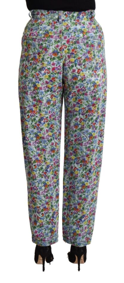 Dolce & Gabbana - Floral High Waisted Tapered Denim Jeans