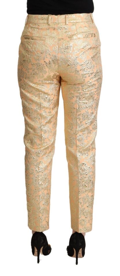 Dolce & Gabbana - Elegant High-Waisted Pink Brocade Pants