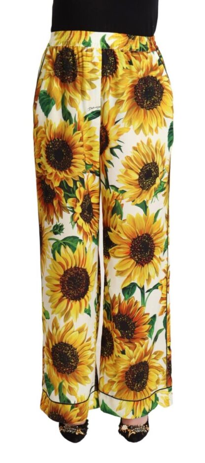 Dolce & Gabbana - Elegant Sunflower Wide Leg Pants