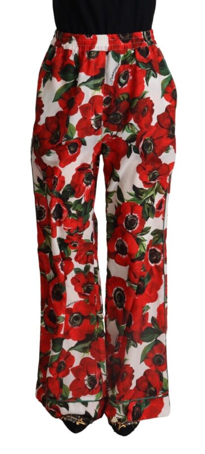 Dolce & Gabbana - Elegant Anemone Print Wide Leg Pants