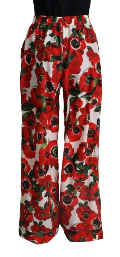 Dolce & Gabbana - Elegant Anemone Print Wide Leg Pants