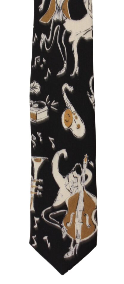 Dolce & Gabbana - Black Gold Music Print Silk Neck Tie