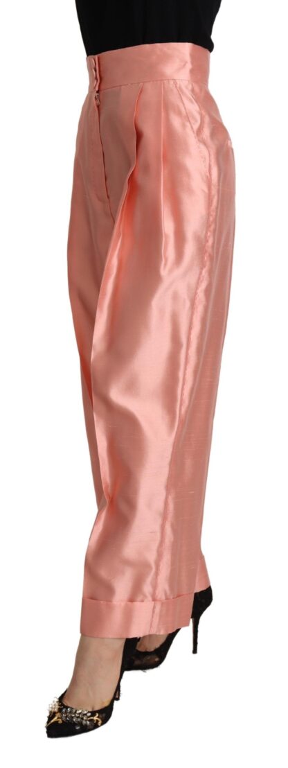 Dolce & Gabbana - Elegant High-Waisted Silk Pants in Pink