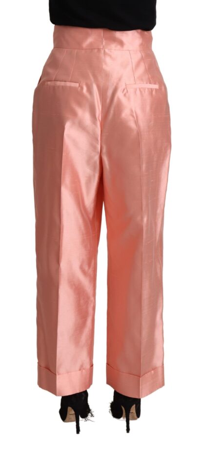 Dolce & Gabbana - Elegant High-Waisted Silk Pants in Pink