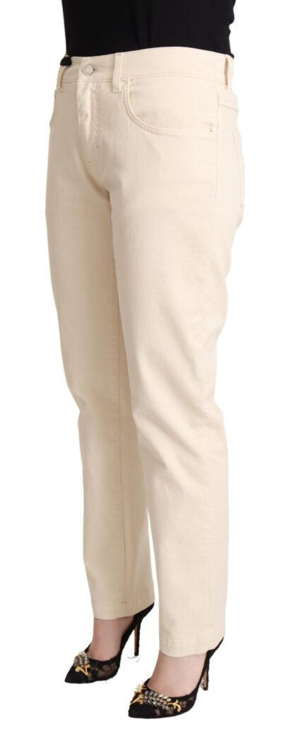 Dolce & Gabbana - Chic White Skinny Boyfriend Jeans with Logo Plaque