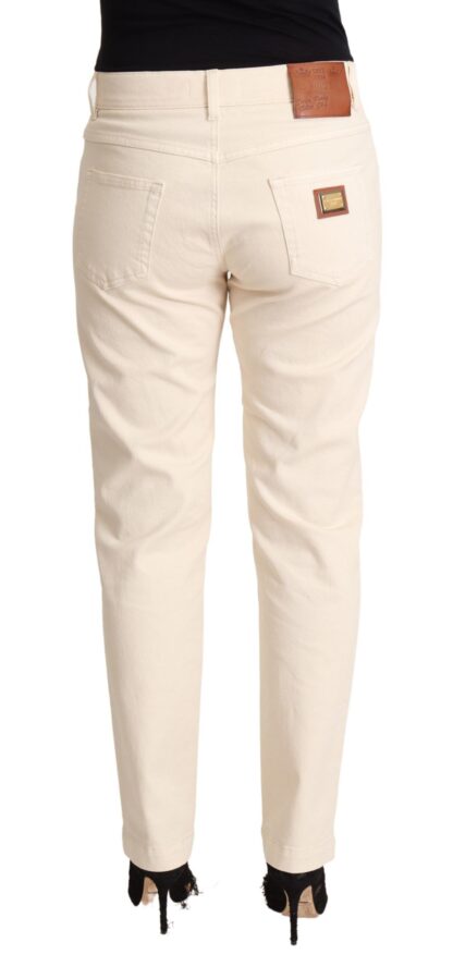 Dolce & Gabbana - Chic White Skinny Boyfriend Jeans with Logo Plaque