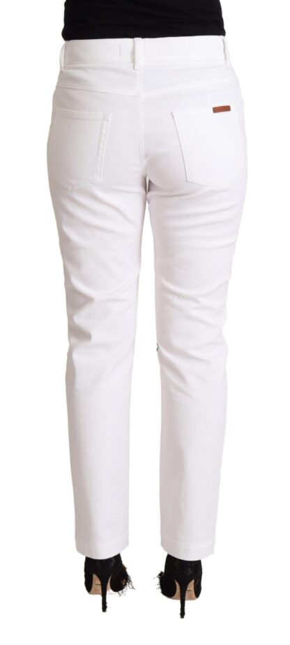 Dolce & Gabbana - Chic White Tapered Denim Jeans with Logo Patch