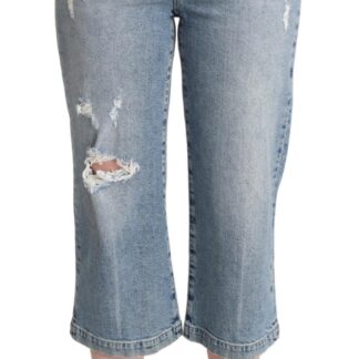 Dolce & Gabbana - Chic White Skinny Boyfriend Jeans with Logo Plaque