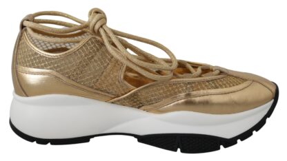 Jimmy Choo - Golden Glamour Mesh Leather Sneakers