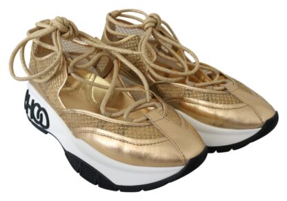 Jimmy Choo - Golden Glamour Mesh Leather Sneakers