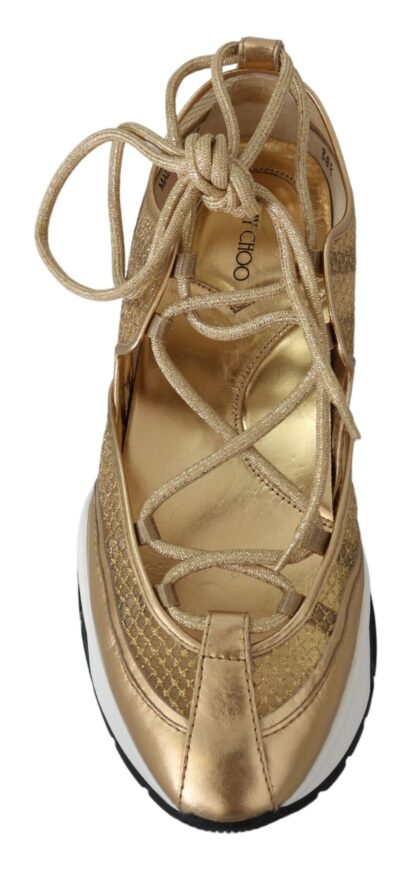 Jimmy Choo - Golden Glamour Mesh Leather Sneakers