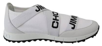 Jimmy Choo - Chic White and Blue Nappa Knit Sneakers