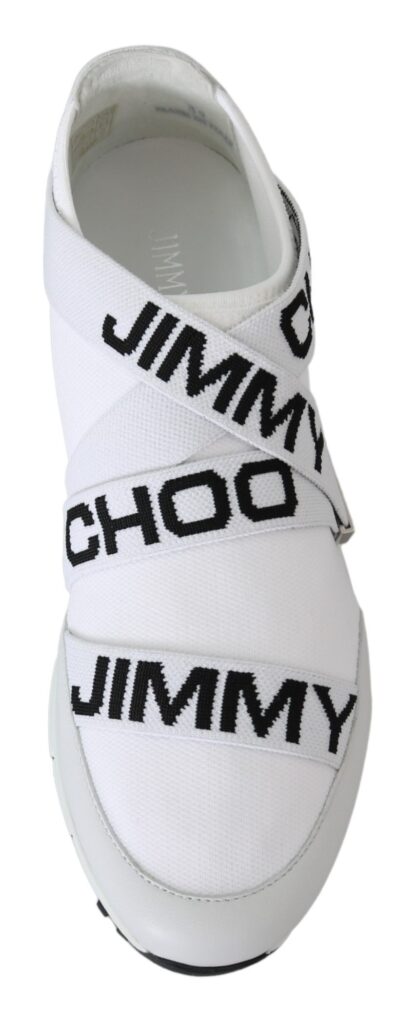 Jimmy Choo - Chic White and Blue Nappa Knit Sneakers