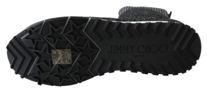 Jimmy Choo - Elegant Knitted Lurex Sneakers in Black and Silver