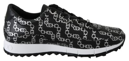 Jimmy Choo - Elegant Black & Silver Leather Sneakers